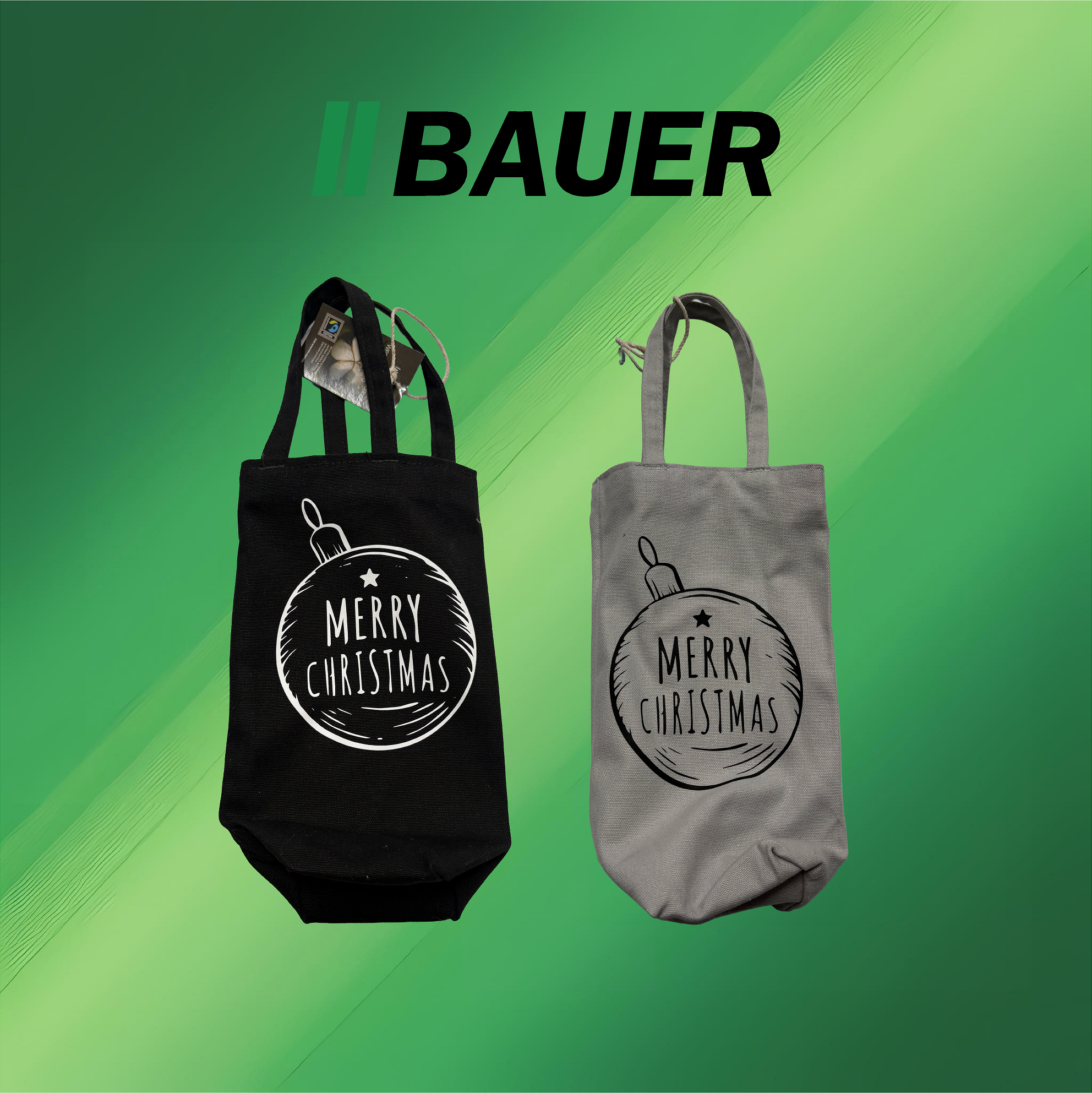 Fairtrade Flaschentasche - Motiv: Christbaumkugel