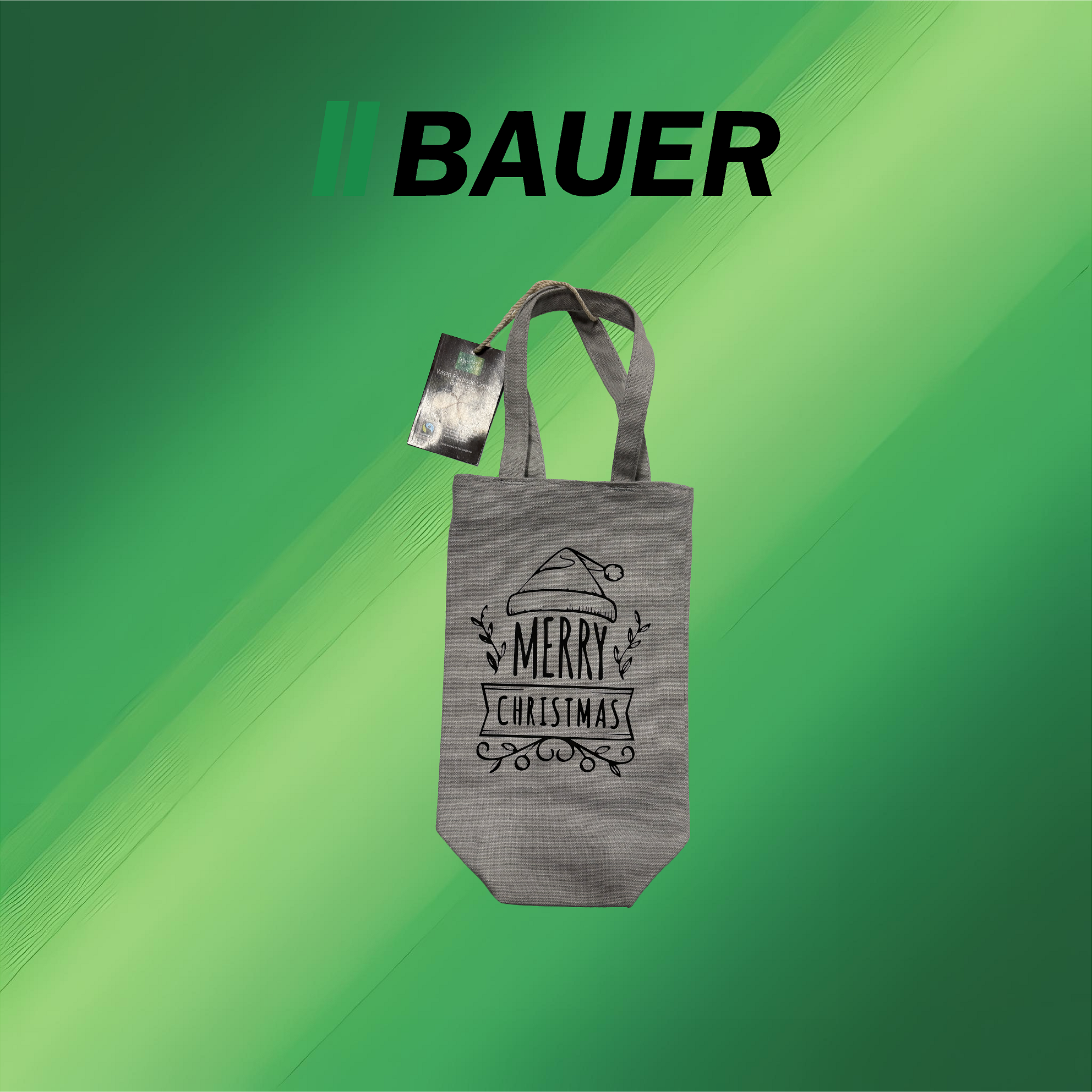 Fairtrade Flaschentasche - Motiv: Mütze, Merry Christmas – Bild 3