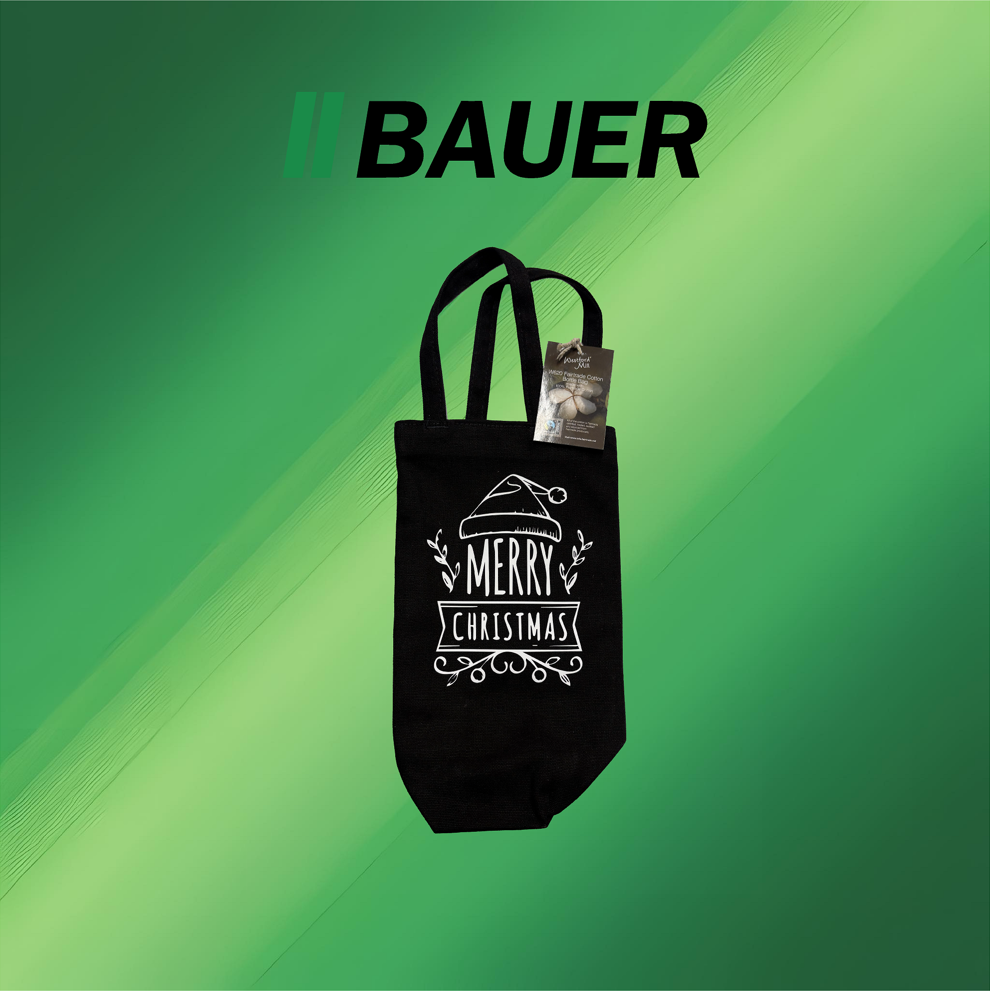 Fairtrade Flaschentasche - Motiv: Mütze, Merry Christmas – Bild 2