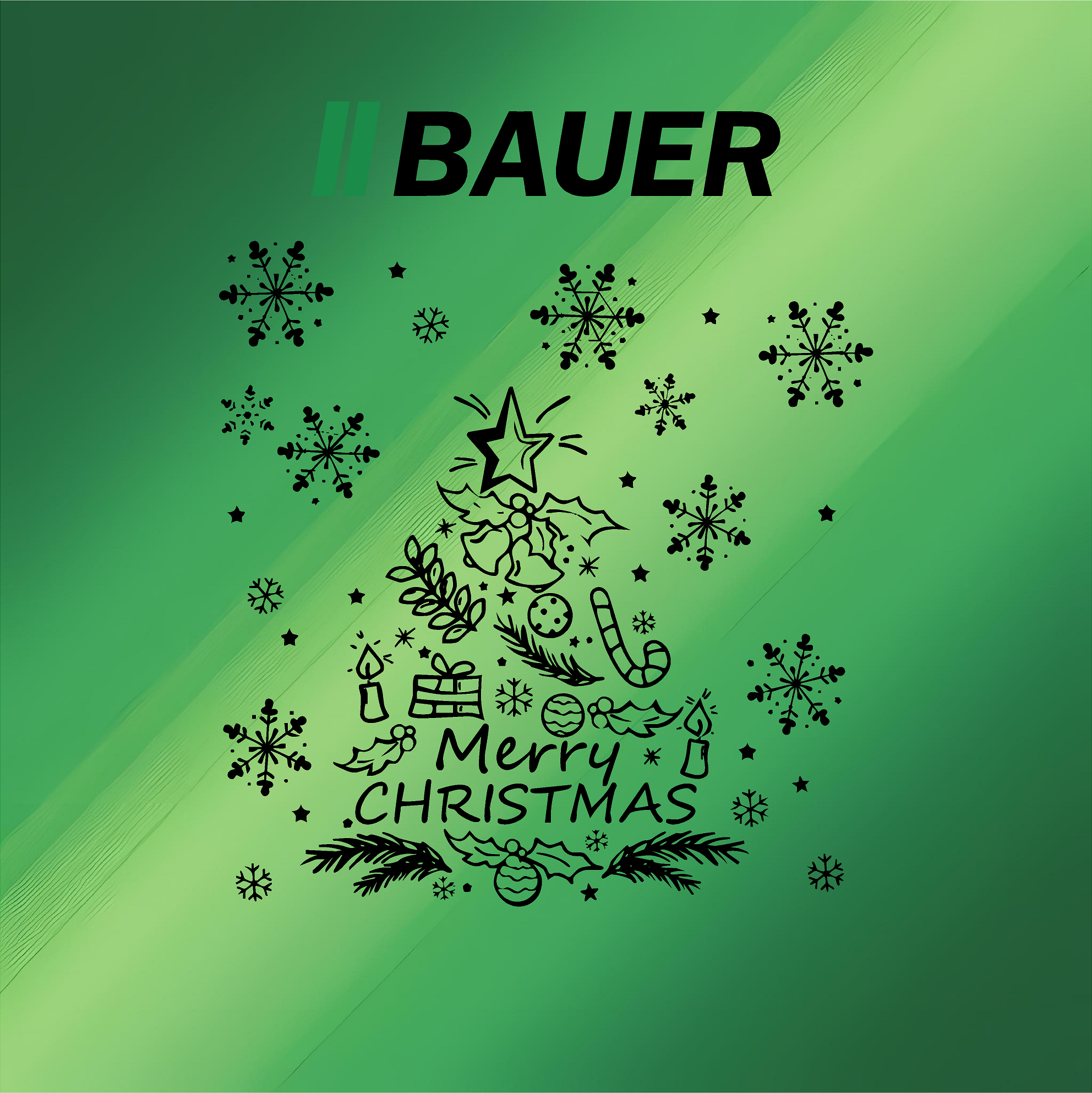 Fenstersticker - "Weihnachtsbaum" Merry Christmas - weiß - 25 x 25 cm